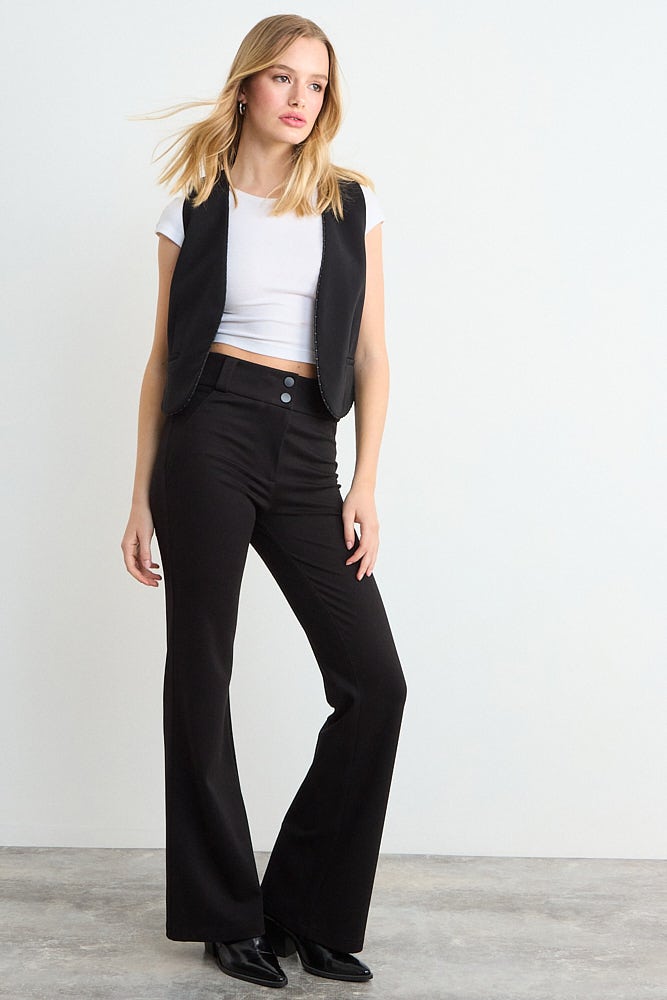 Calza Mujer Sarga Flare Negro