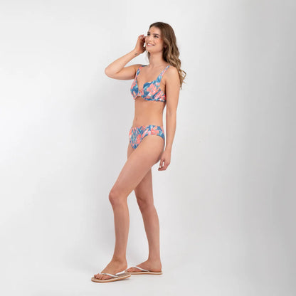 Bikini Mujer Con Copa Floral Azul