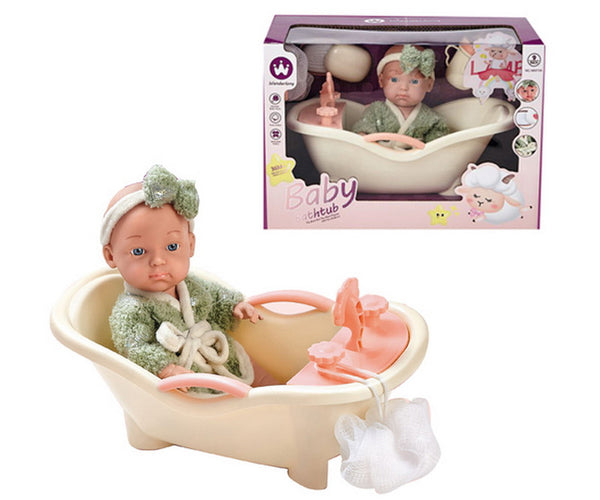 Muñeca Bebé Con Bañera