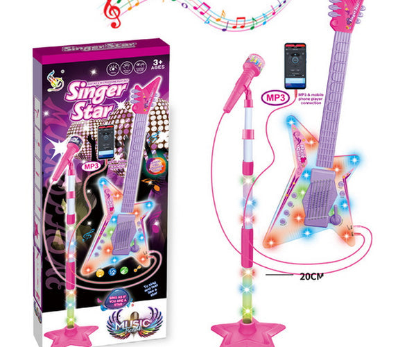 Set de Guitarra Eléctrica y Micrófono de Juguete Singer Star Con Microfono y Luces