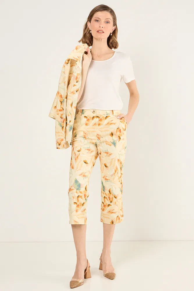 Pantalón Mujer Capri estampado floral Damasco