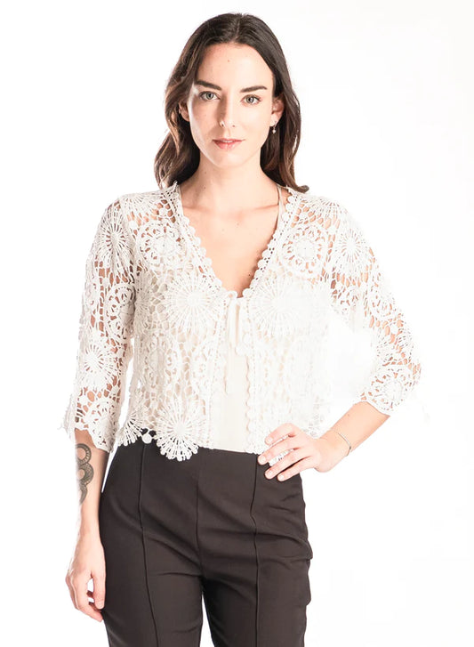 Tapado Mujer Crochet Zara Blanco