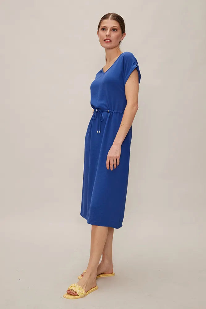 Vestido Mujer Con Lazo En Cintura Azul