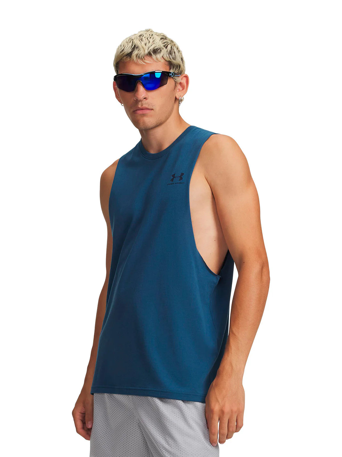 Polera Hombre Sin Manga Lifestyle Left Chest Cut-Off Azul