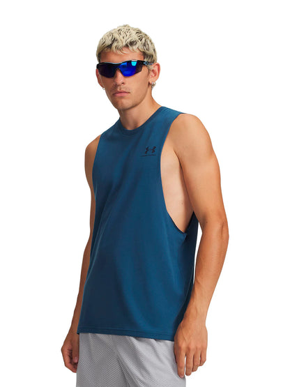 Polera Hombre Sin Manga Lifestyle Left Chest Cut-Off Azul