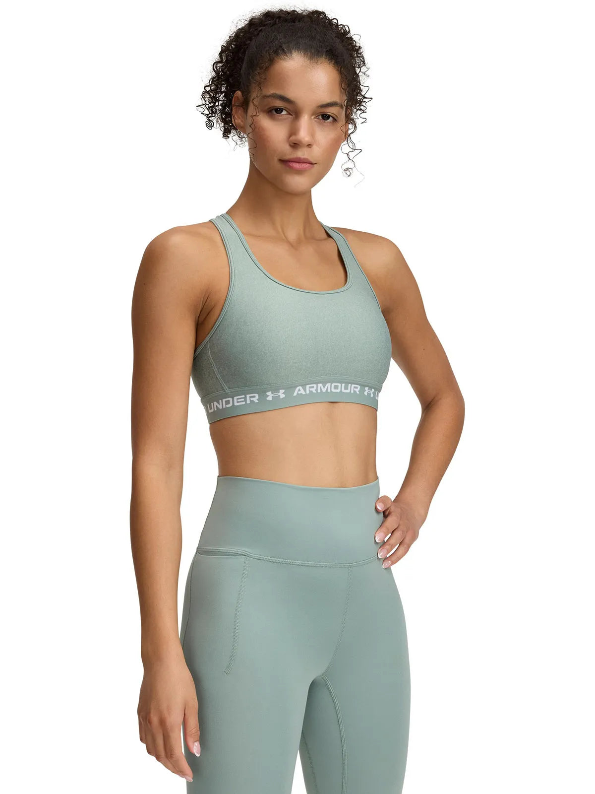 Polera Mujer Sostén Deportivo Mid Crossback Heather Verde