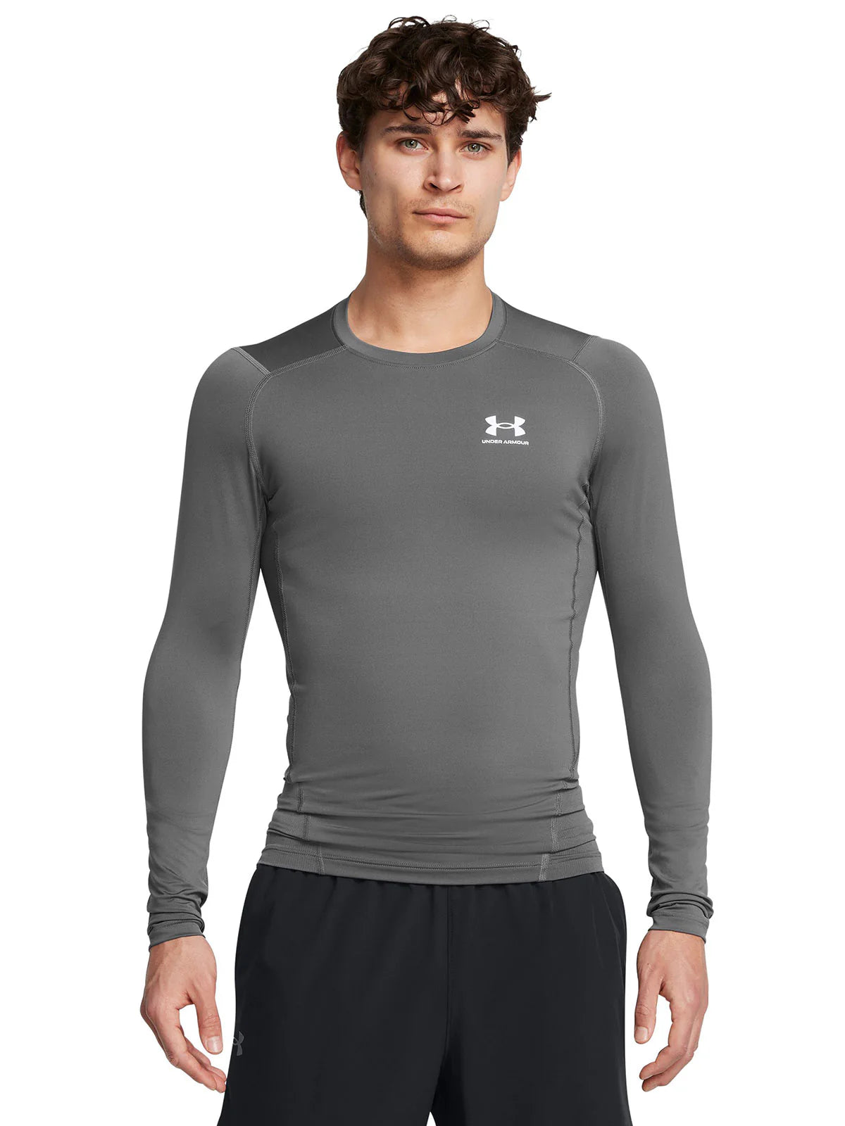 Primera Capa Hombre Superior Manga Larga Training HeatGear Gris