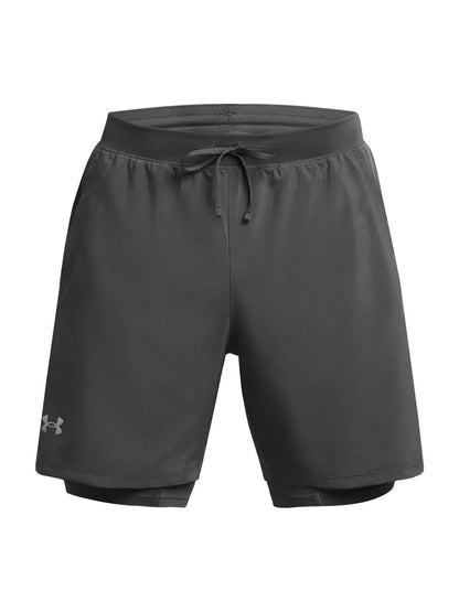 Shorts Hombre Launch 2 en 1 de 7" Gris