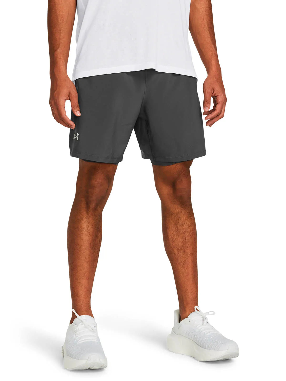 Shorts Hombre Launch 2 en 1 de 7" Gris
