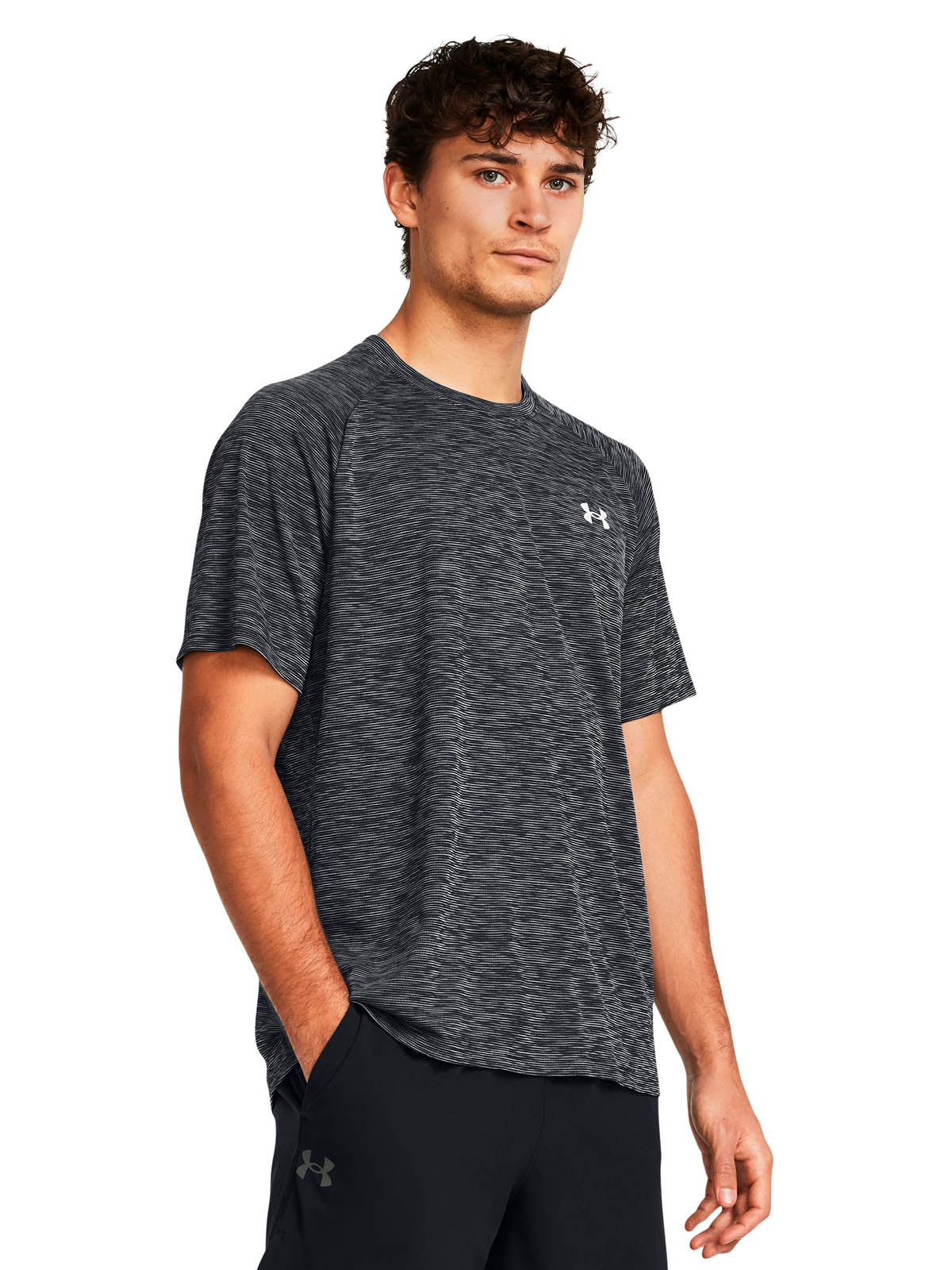 Polera Hombre Manga Corta Training Negra/Gris