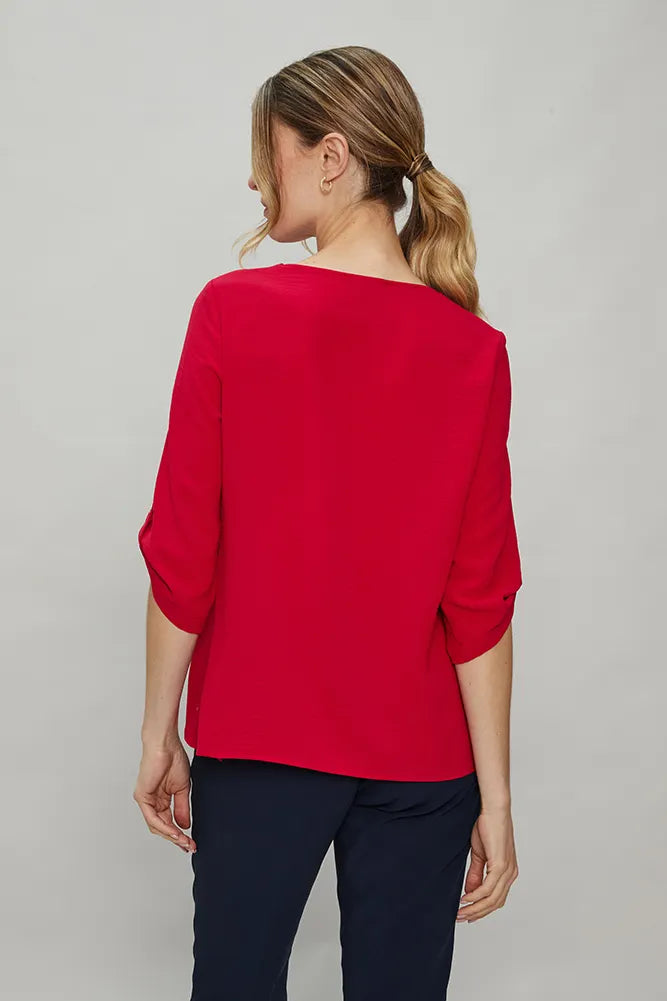 Blusa Mujer Escote En V Rojo