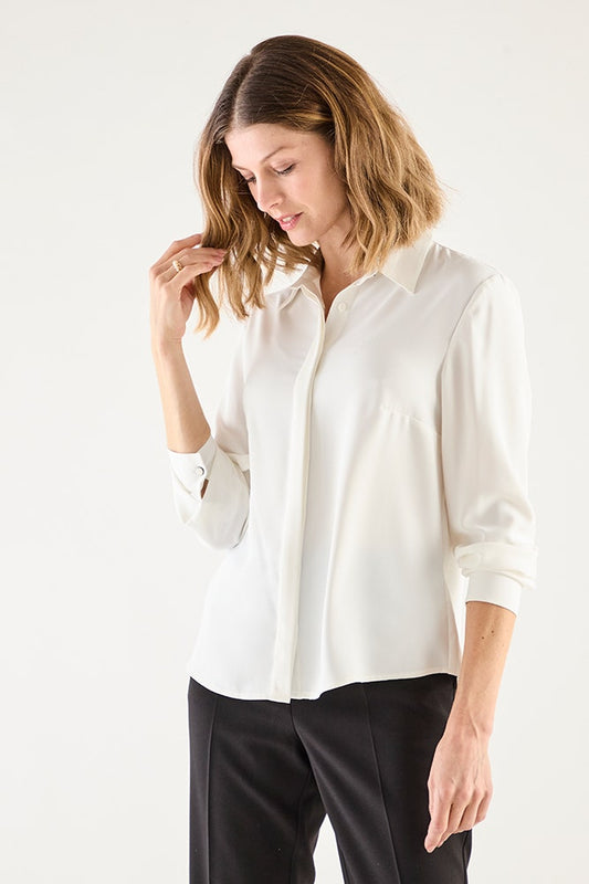 Blusa Mujer Camisera Calce Clásico Crudo