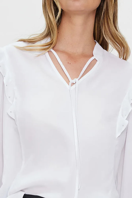 Blusa Mujer Con Vuelos Blanco