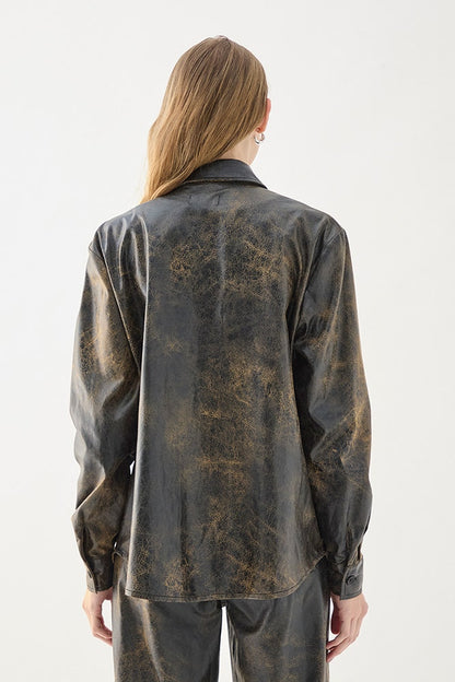 Chaqueta Mujer Camisera Manga Larga Bolsillos Delantero Y Puño Camel