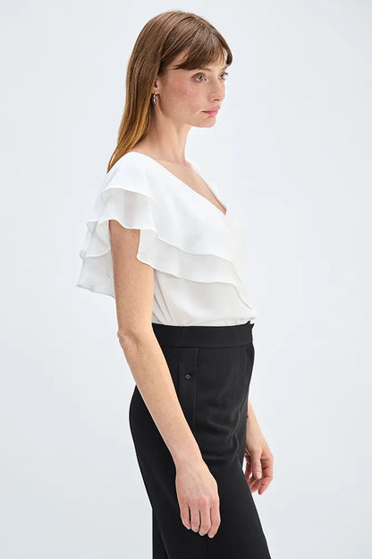 Blusa Mujer Lisa Cuello V Crudo