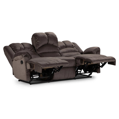 Sofá Reclinable Jarrie Tela Chex Manual 3 Cuerpos Gris