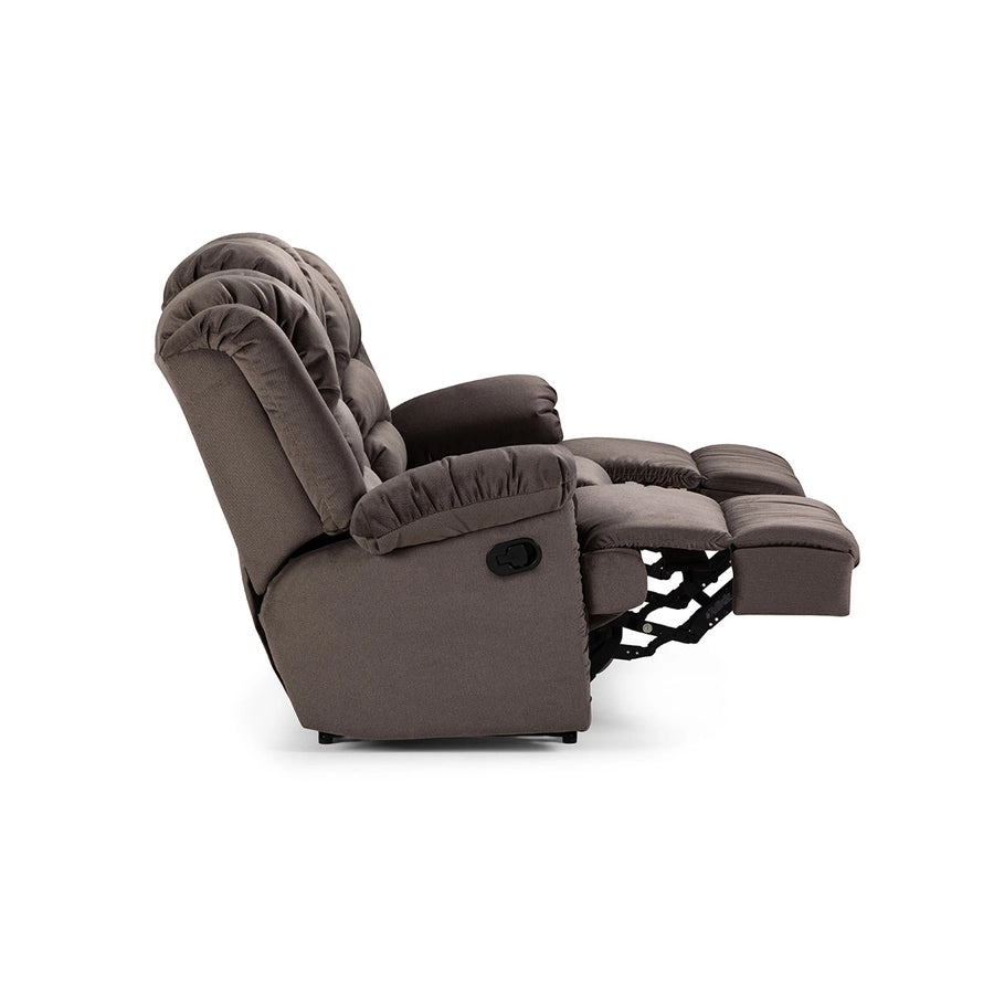 Sofá Reclinable Jarrie Tela Chex Manual 3 Cuerpos Gris