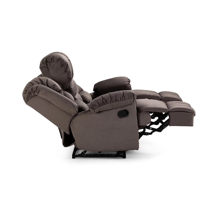 Sofá Reclinable Jarrie Tela Chex Manual 3 Cuerpos Gris