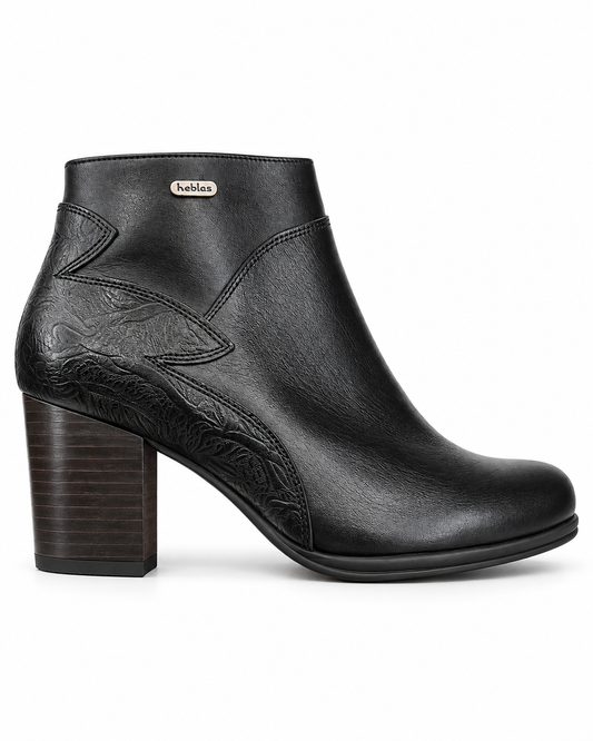 Botin Mujer Cuero Negro