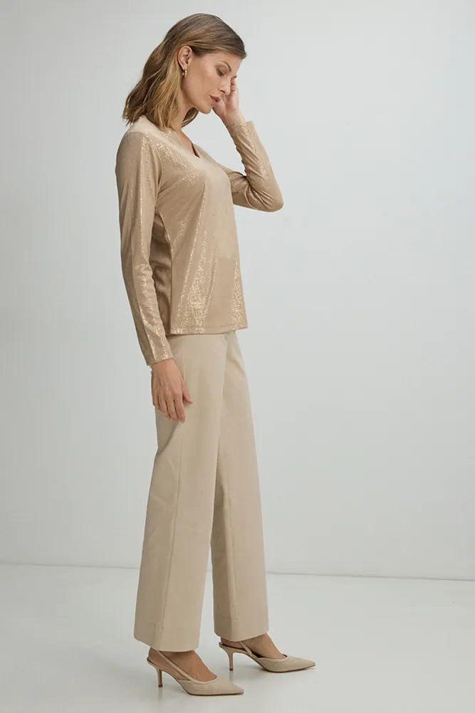 Polera Mujer estampado brillante Beige