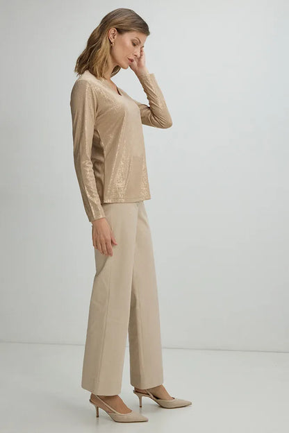 Polera Mujer estampado brillante Beige