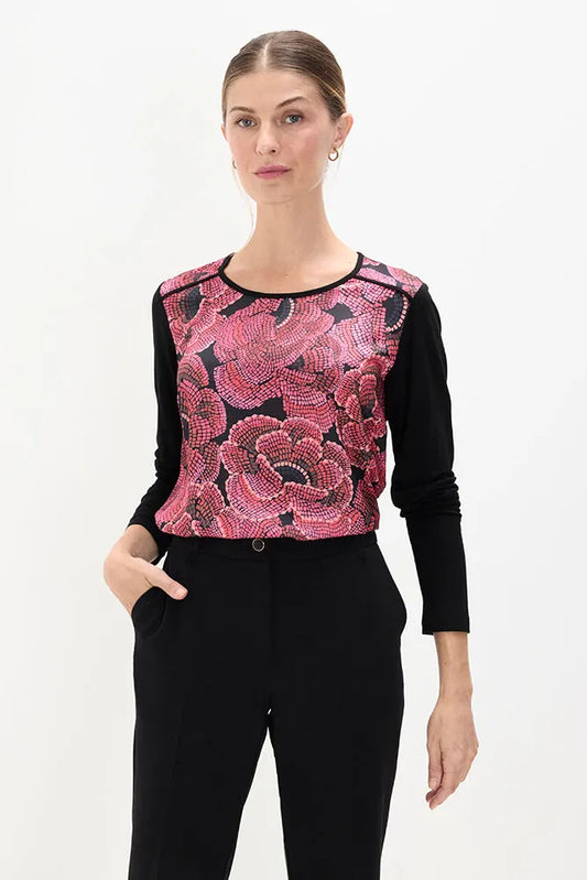 polera-mujer-doble-tela-estampada-fucsia
