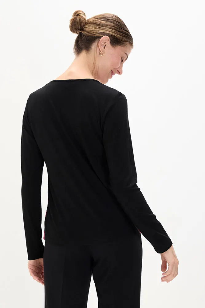 Polera Mujer doble tela estampada Fucsia