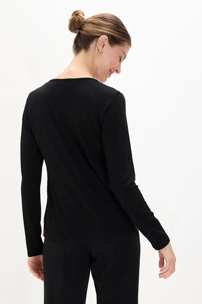 Polera Mujer doble tela estampada Fucsia