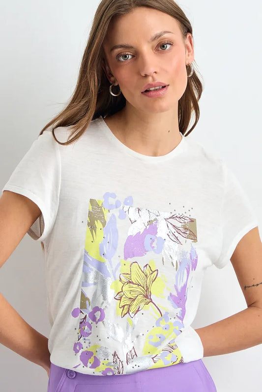 polera-mujer-manga-corta-estampado-focal-con-tela-brillo-crudo