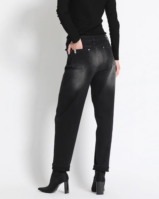 Jeans mujer slouchy tiro alto negro Liola