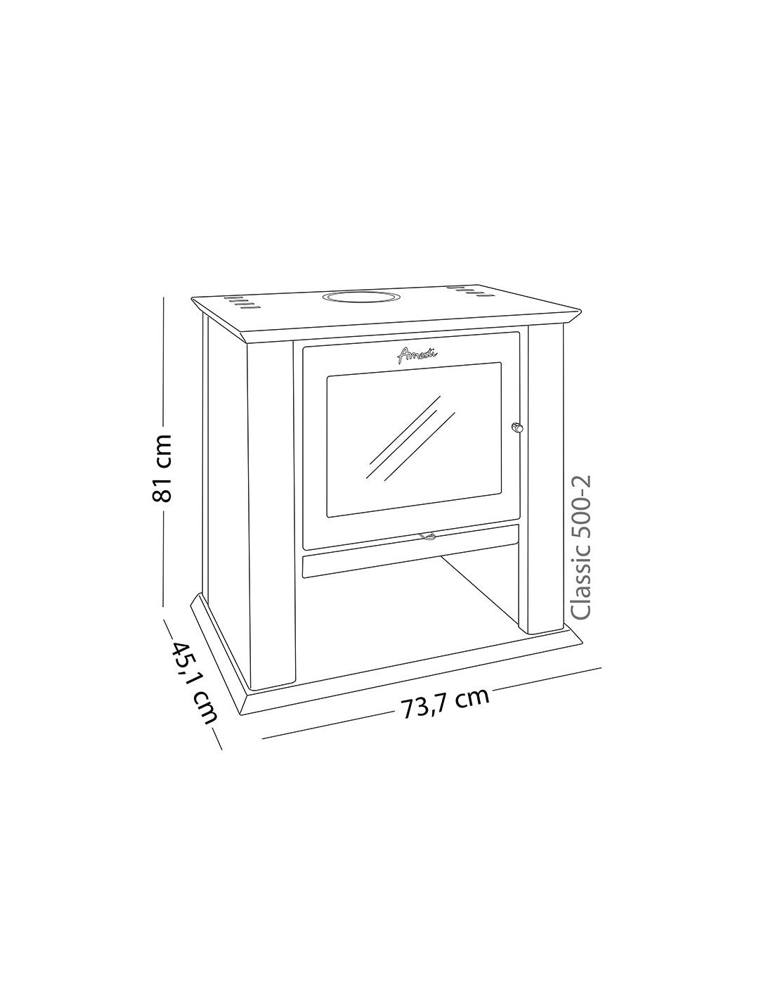 Estufa a Leña Amesti Classic 500 Rojo
