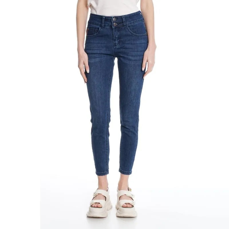 Jeans Mujer Candice Tiro Medio Dark Blue Repreve Bp