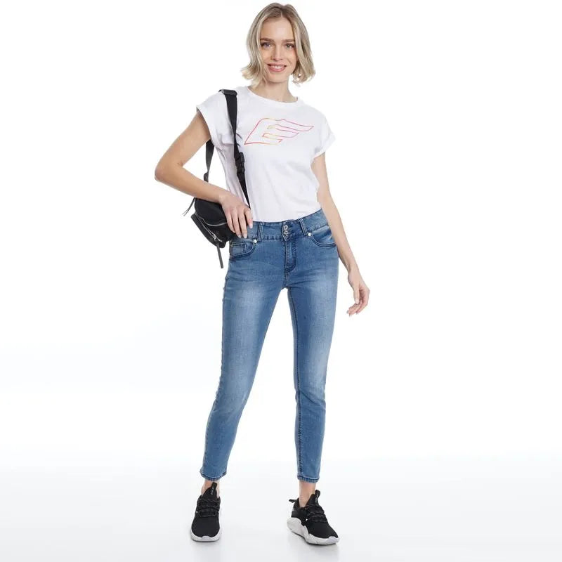 Jeans Mujer Candice Tiro Medio Pretina Ancha