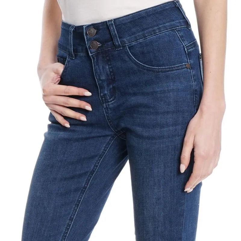 Jeans Mujer Candice Tiro Medio Dark Blue Repreve Bp