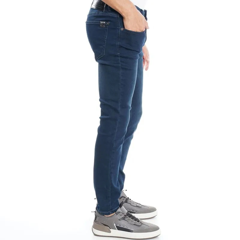 Jeans Hombre Blue Storm Skinny Cropped Tiro Medio Cinco Bolsillos