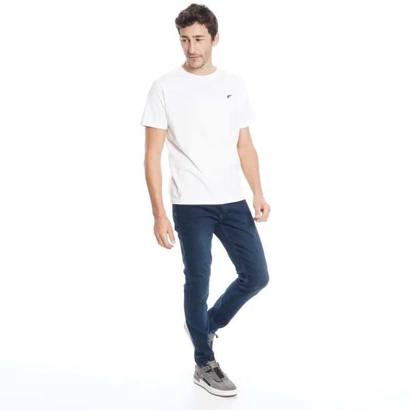 Jeans Hombre Blue Storm Skinny Cropped Tiro Medio Cinco Bolsillos