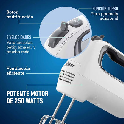 Batidora de mano Oster® blanca 6 velocidades y función turbo