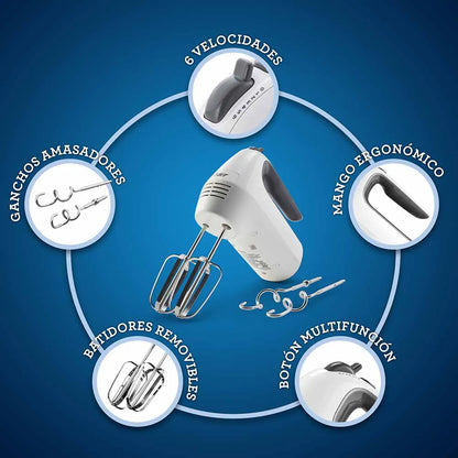 Batidora de mano Oster® blanca 6 velocidades y función turbo