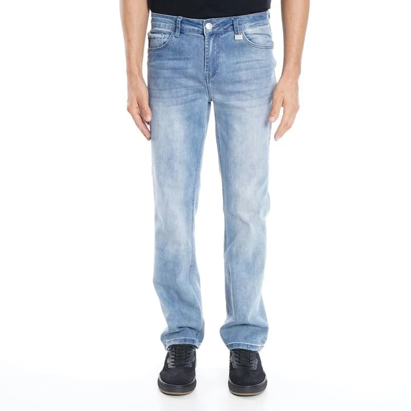 Jeans Hombre Straight Basic Mid Blue Cinco Bolsillo