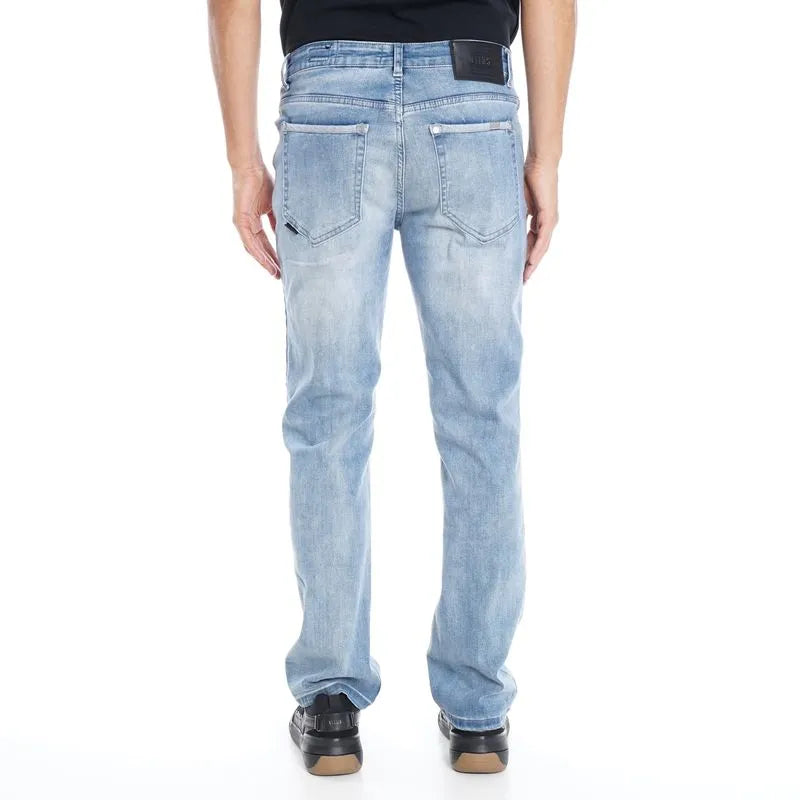 Jeans Hombre Straight Basic Mid Blue Cinco Bolsillo