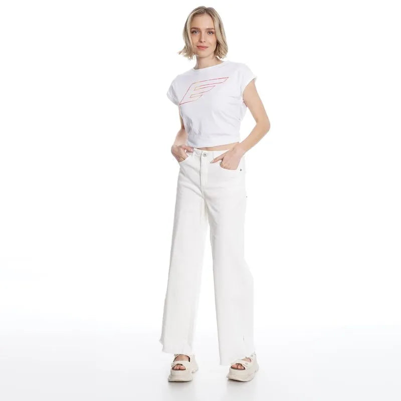 Jeans Mujer  Extra Bella Tiro Alto Full Color Blanco