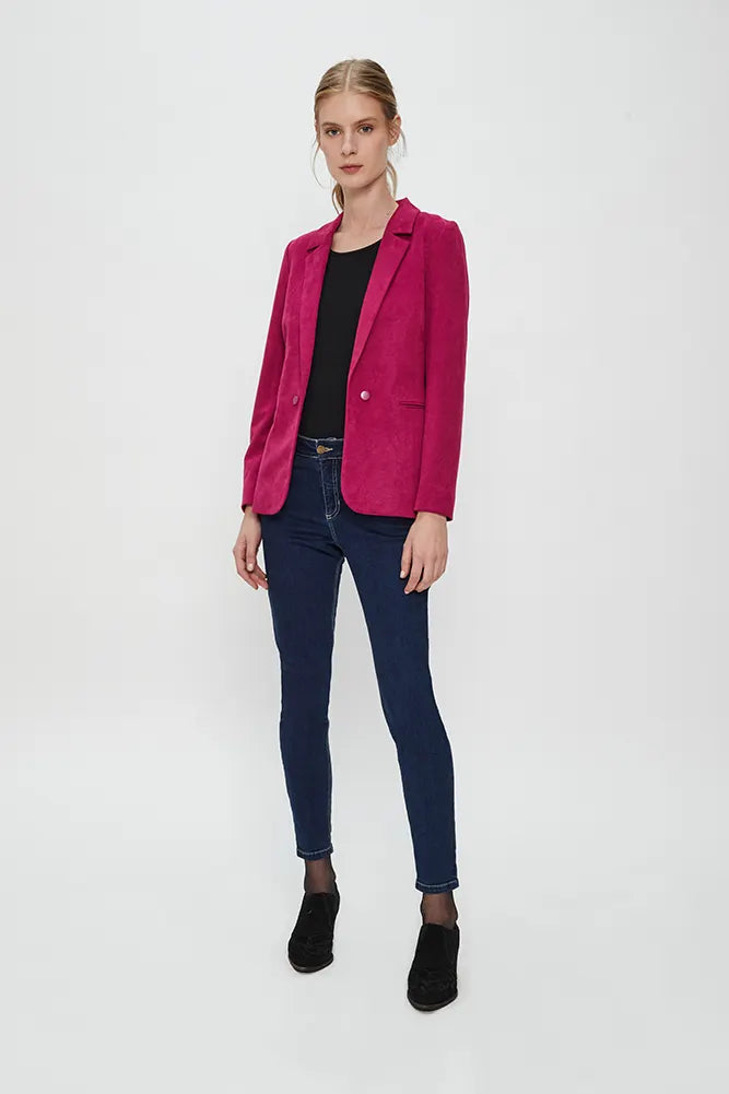 Blazer Mujer Liso Mil Rayas Burdeo