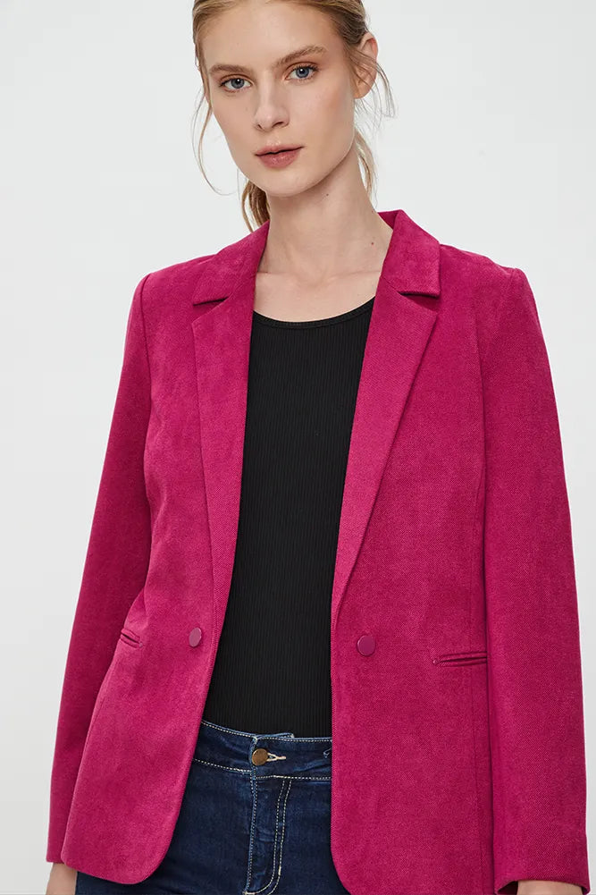 Blazer Mujer Liso Mil Rayas Burdeo