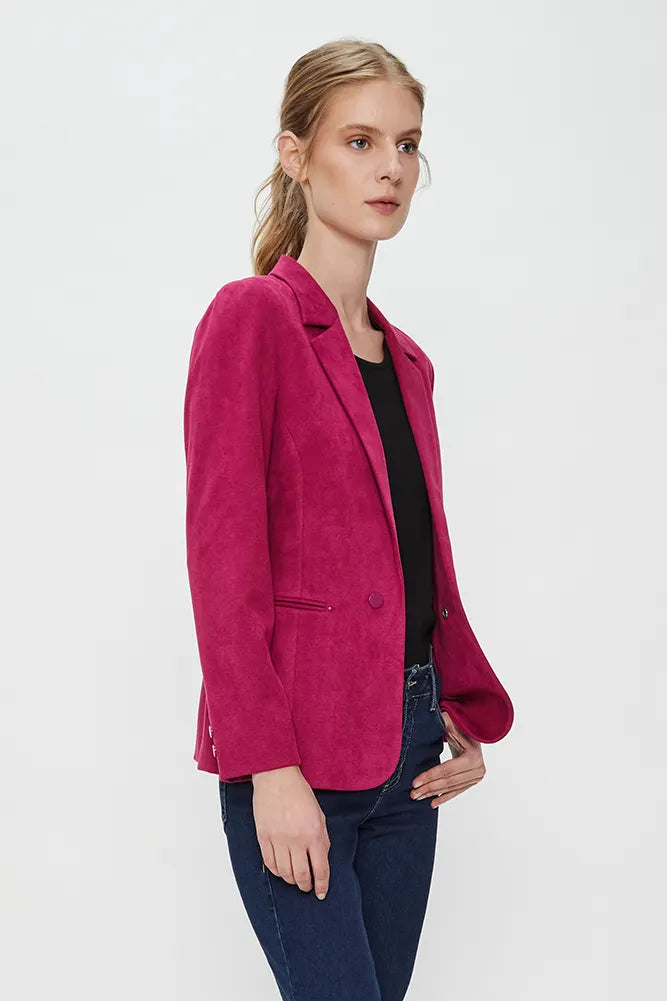 Blazer Mujer Liso Mil Rayas Burdeo