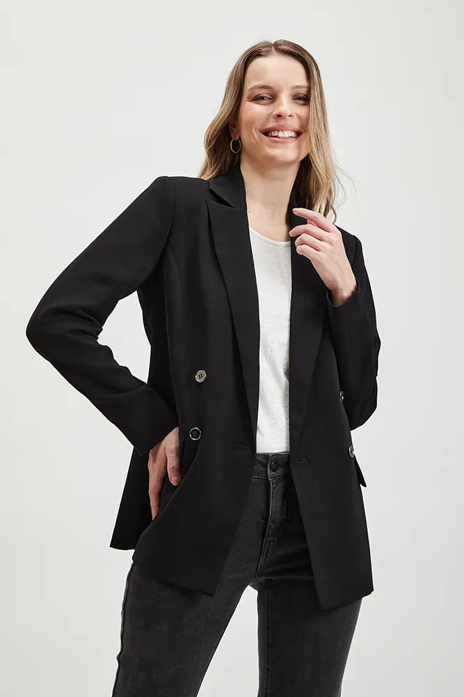 Blazer Mujer Cruzado Negro