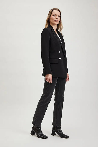 Blazer Mujer Cruzado Negro