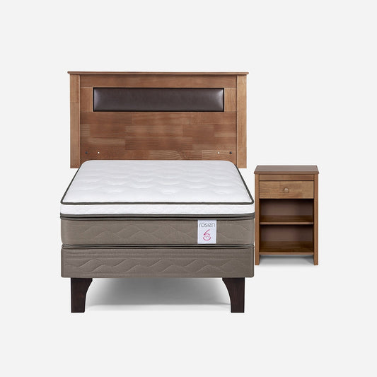 Cama New Style 6 de 1,5 Plazas + Muebles Ferrara Chocolate