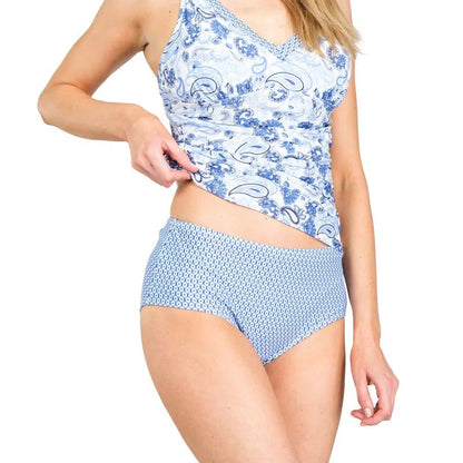 Traje de baño Mujer Tankini pantaleta reductor y control de abdomen Celeste