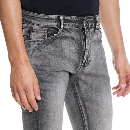 Jeans Hombre Skinny Tiro Bajo Full Lavado Gris Cinco Bolsillos