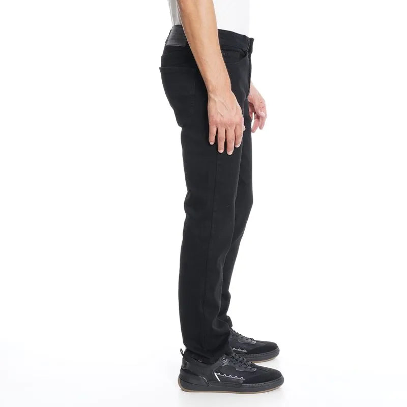 Pantalón Slim Tiro Medio Denim Negro Con Lycra